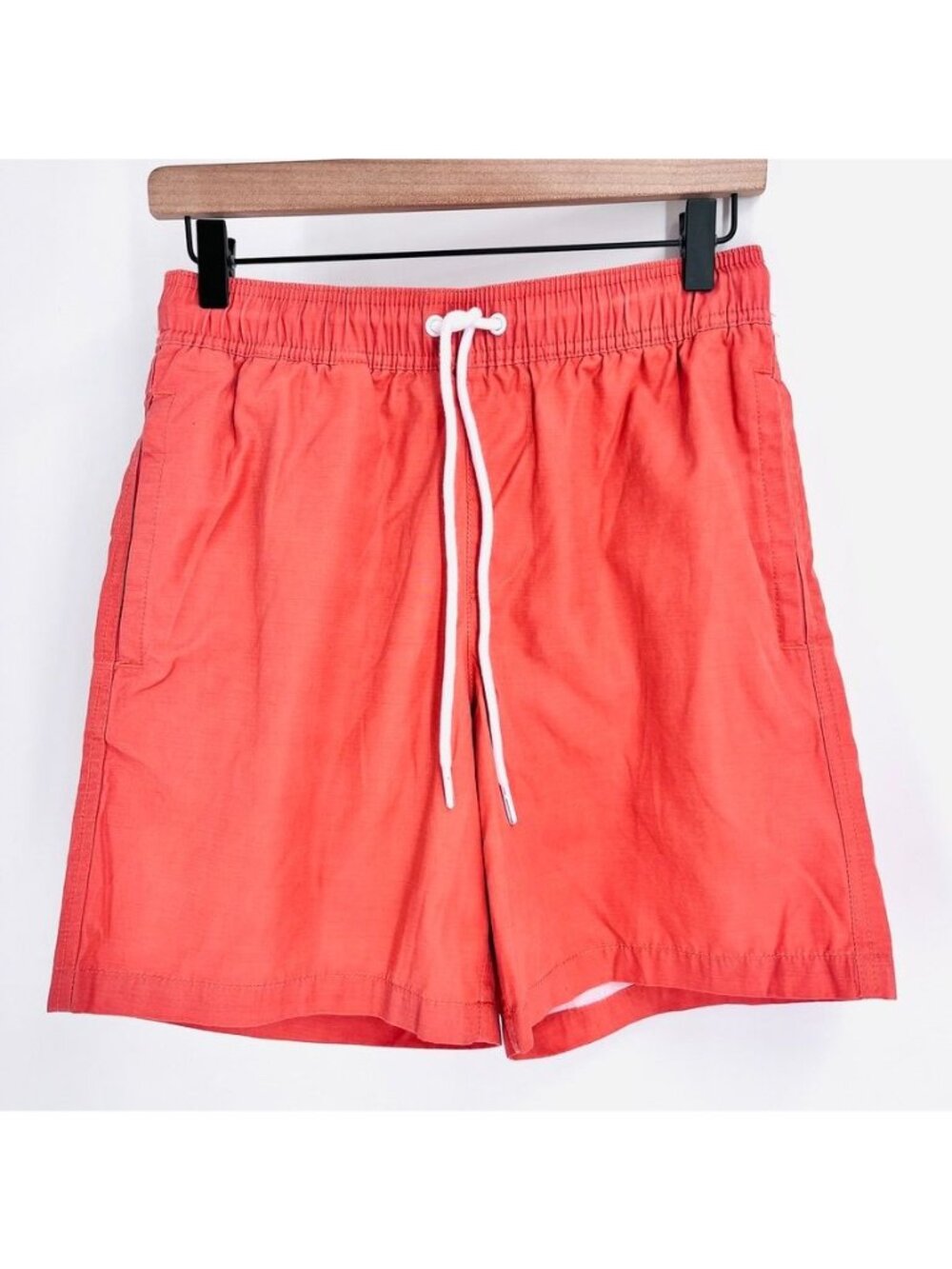 Goodthreads Mens Swim Trunks Size XS Mesh Lined Orange Elastic Waist 7" Inseam
